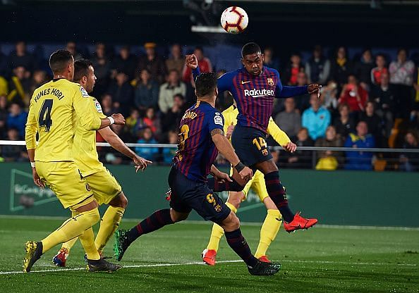 Malcom steered his header back across goal to double Barca's lead - his first goal in the La Liga this season
